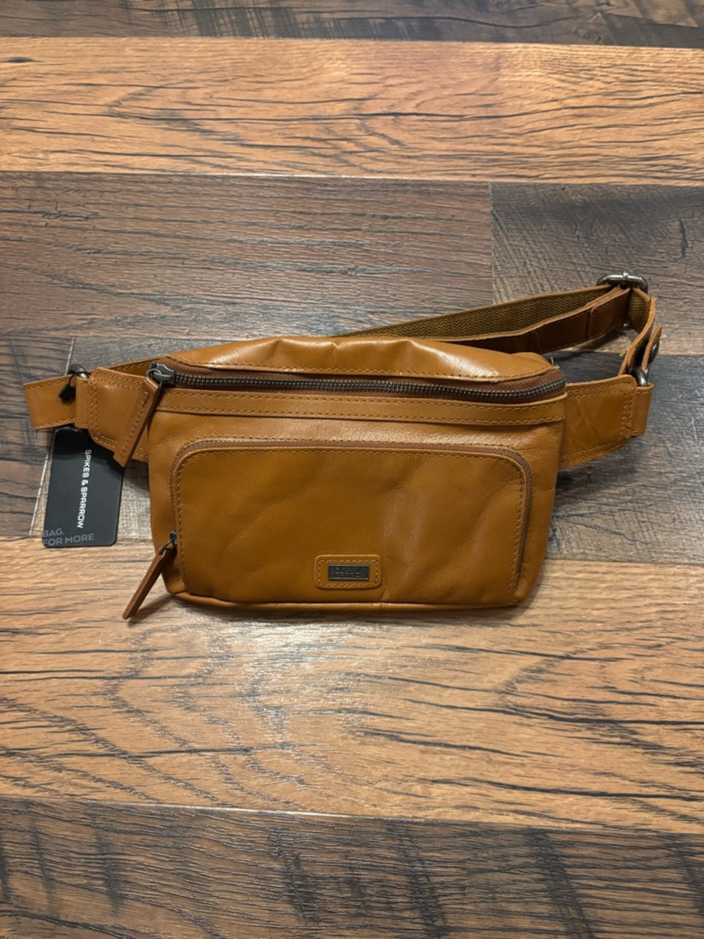Women's Tan Leather Crossbody Belt Bag - Casual Hands-Free Carry